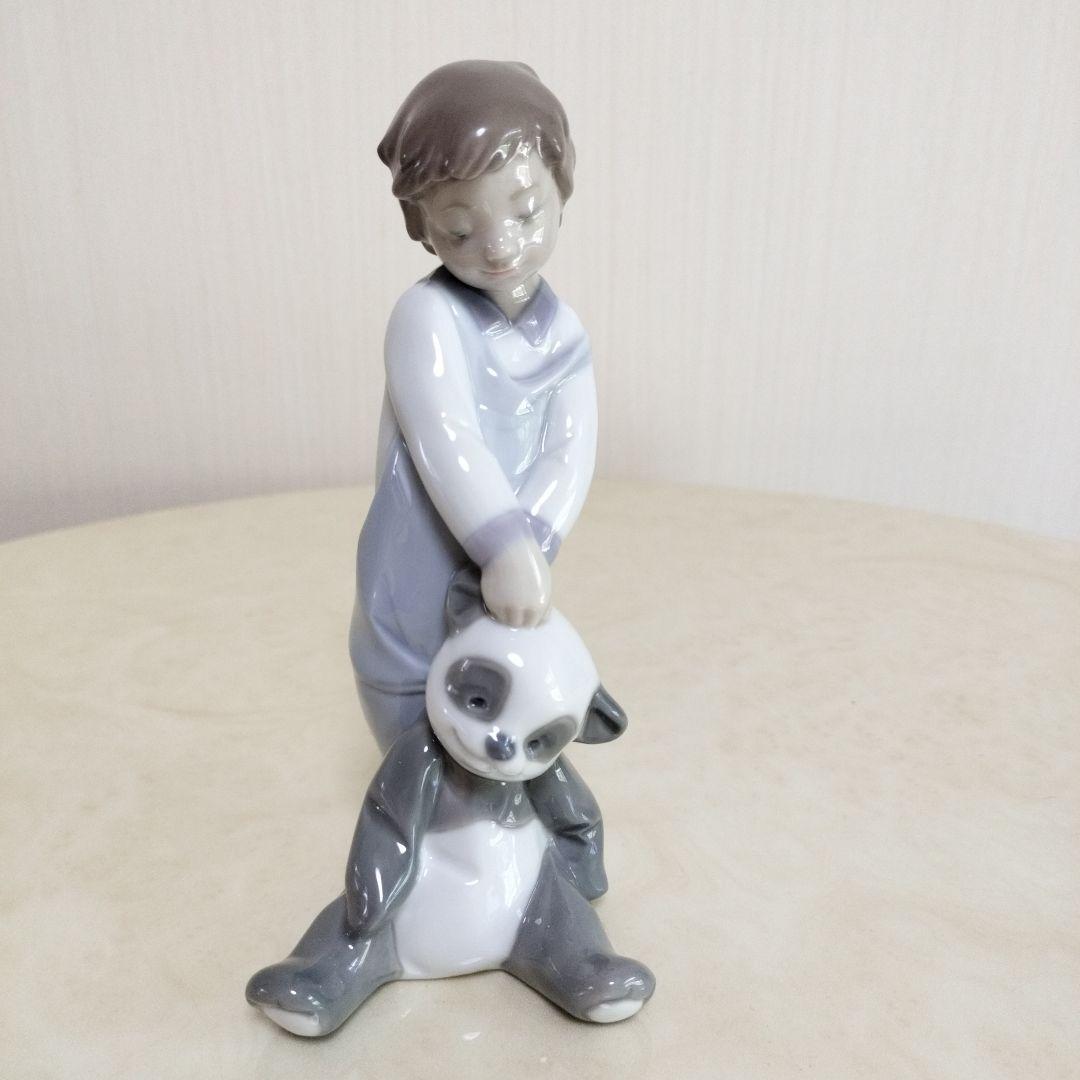 L LADRO リアドロ 子供とパンダの陶器フィギュア 約15cm