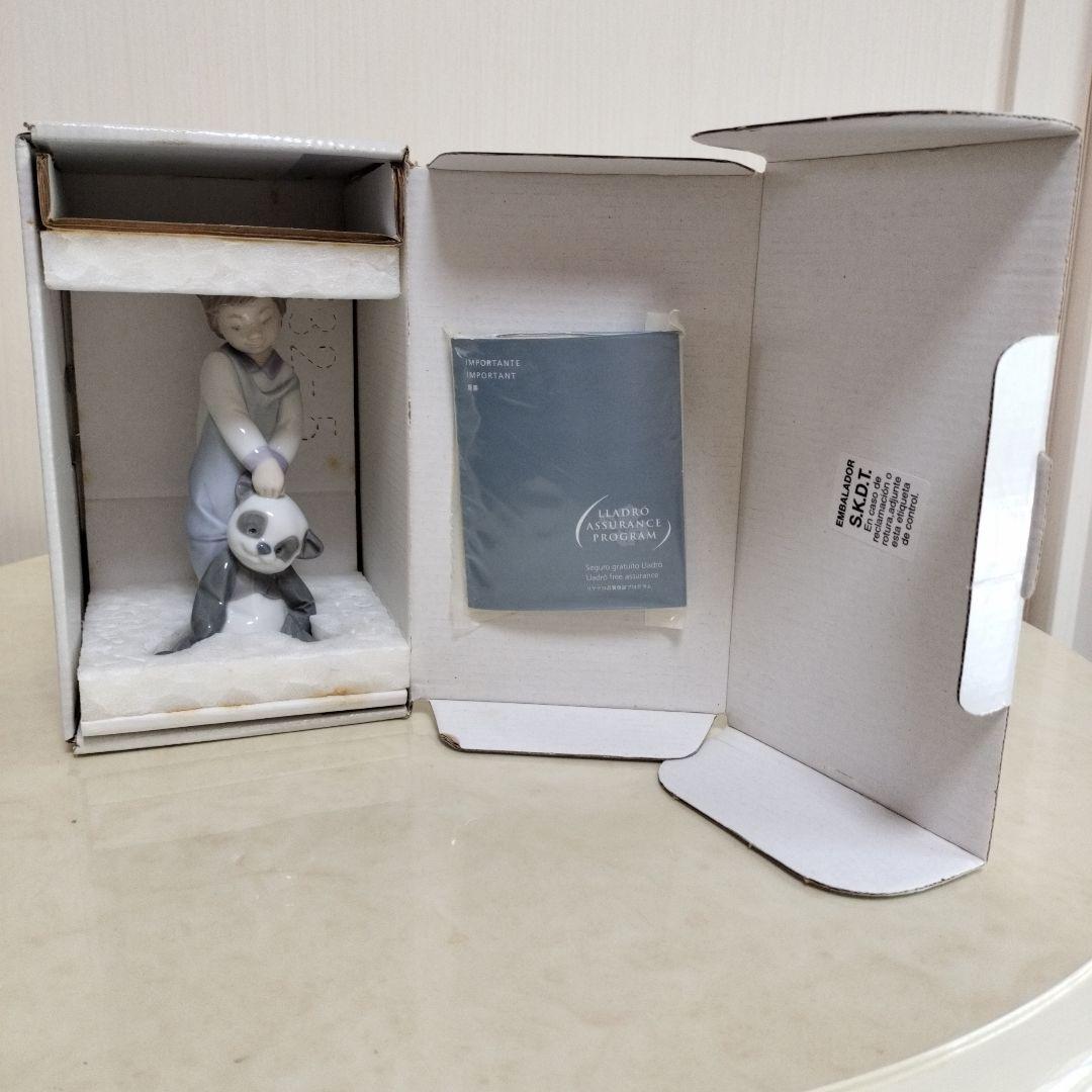 L LADRO リアドロ 子供とパンダの陶器フィギュア 約15cm