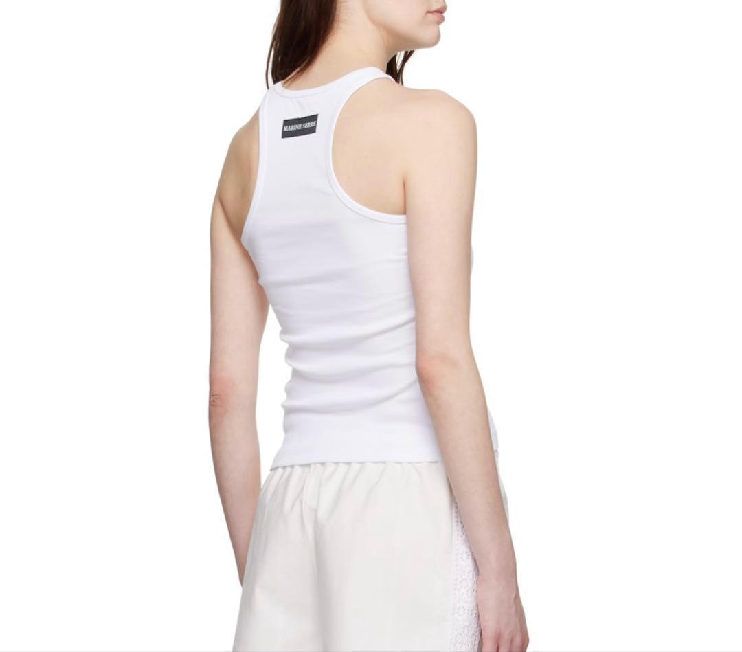 MARINE SERRE ホワイト リブタンクトップ