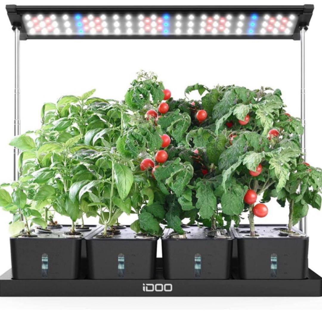 iDOO 屋内水耕栽培キット ブラック育成LEDライト付き　同時に20株野菜栽培