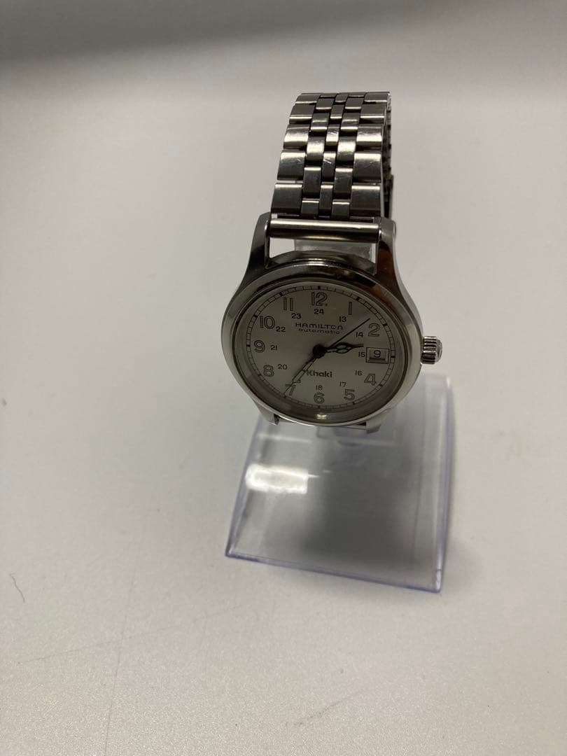 稼働済ハミルトンカーキ 9721B 自動巻きシルバ文字盤メンズ腕時計腕周16cm