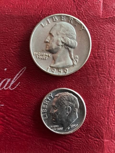 アメリカ銀貨５枚　1976建国200年記念銀貨・1959通常発行銀貨