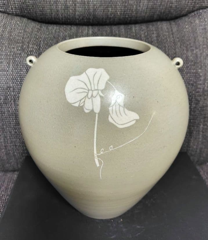 今井政之　象嵌彩春装双耳花壶