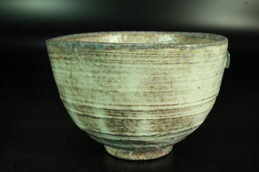 茶道具 桃形 粉引茶碗 共箱(K-A364)