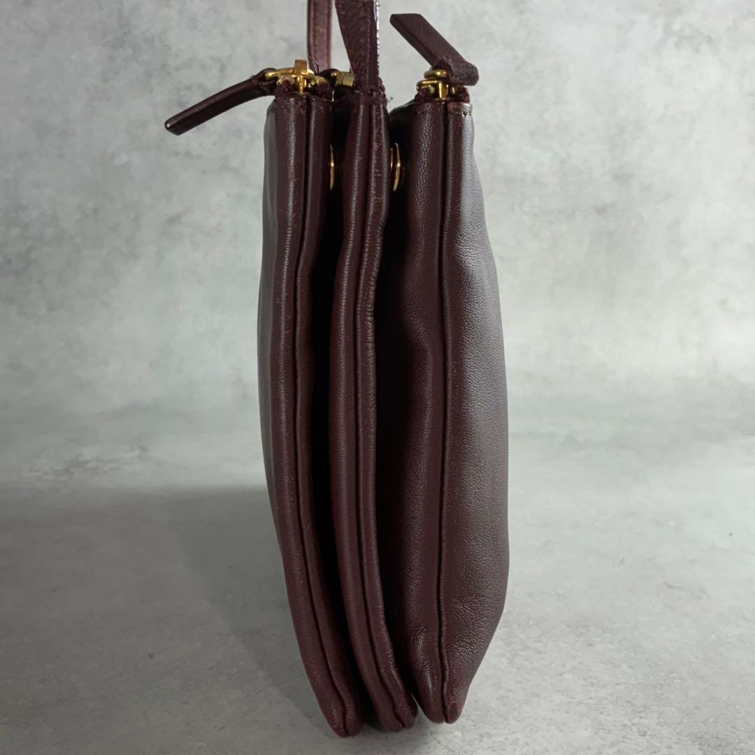 セリーヌ　トリオ　ショルダーバッグ　クラッチバッグ　ラムスキン　ゴールド金具