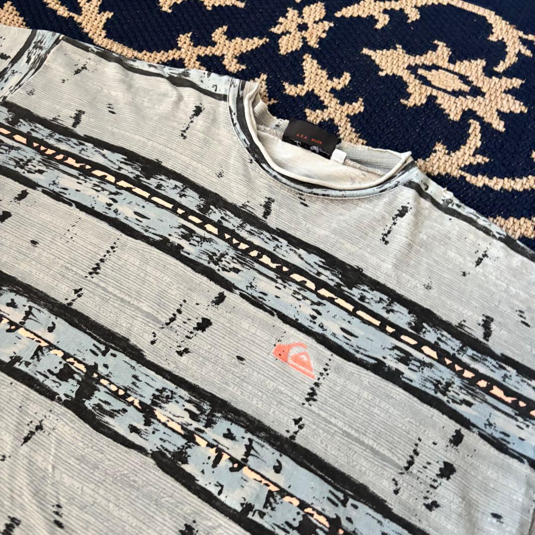「vintage」80s QUIKSILVER 初期 総柄ボーダー ビッグサイズ