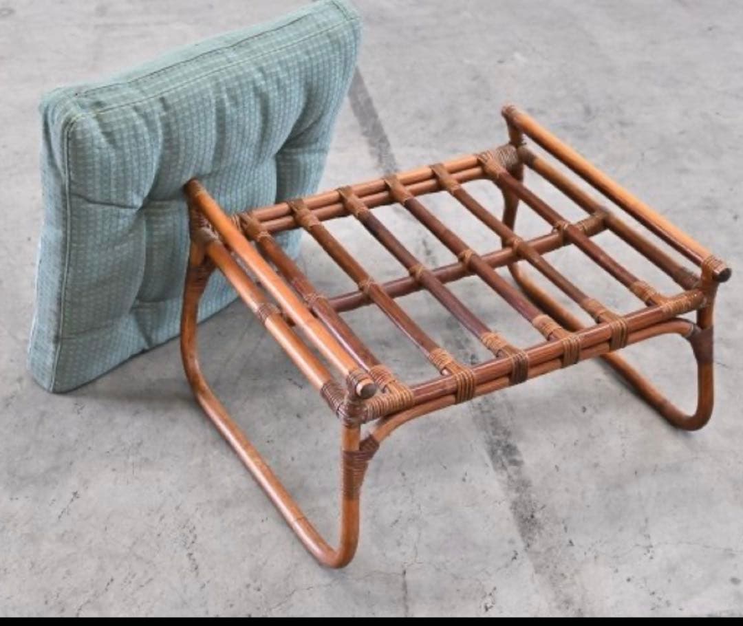 アンティーク　籐　ラタン製スツール オットマン　サイドチェア　ベンチ