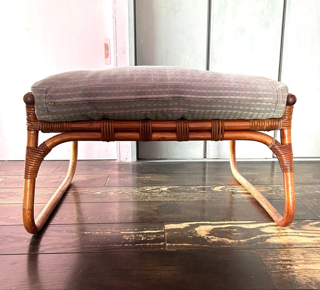 アンティーク　籐　ラタン製スツール オットマン　サイドチェア　ベンチ
