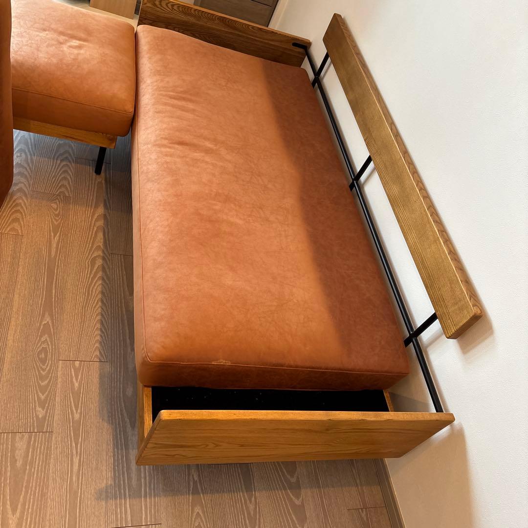 (6/8発送)unico TREL(トレル)ソファ 3シーター オットマン付き