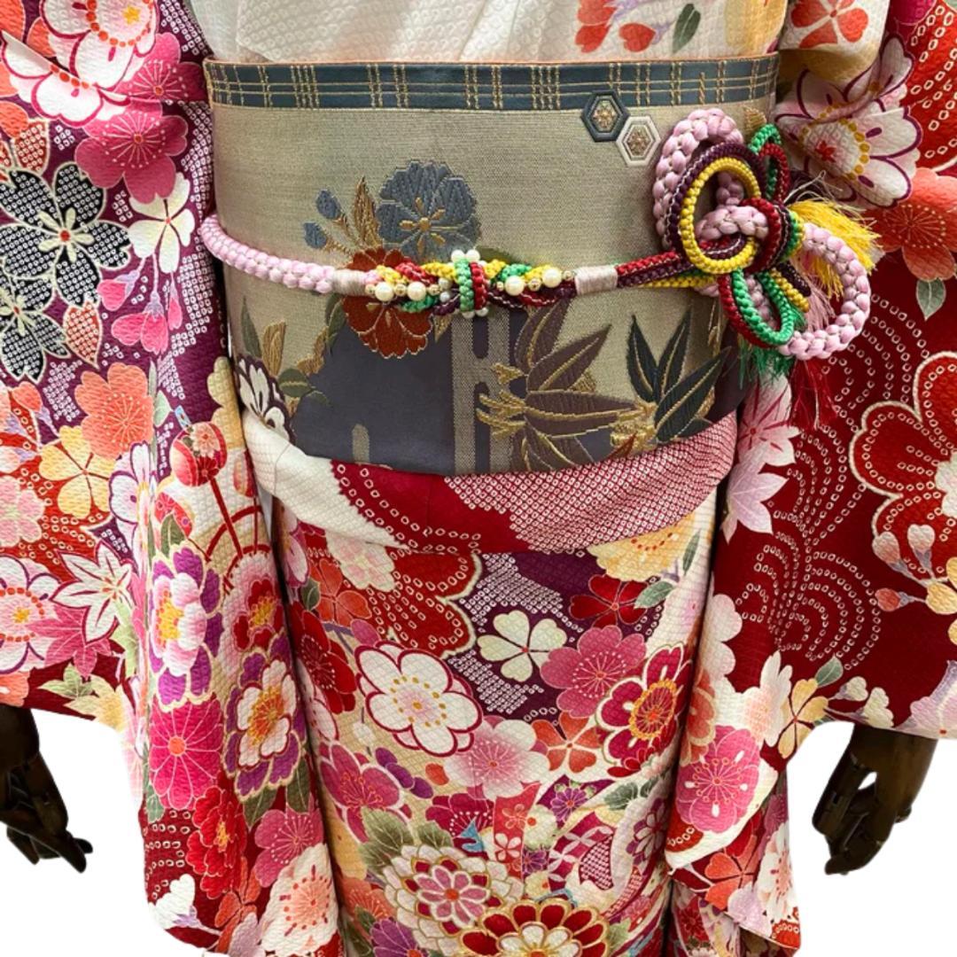 ≪早い者勝ち≫【美品】 振袖 正絹 古典柄 成人式 花柄 単品 白 96 ●