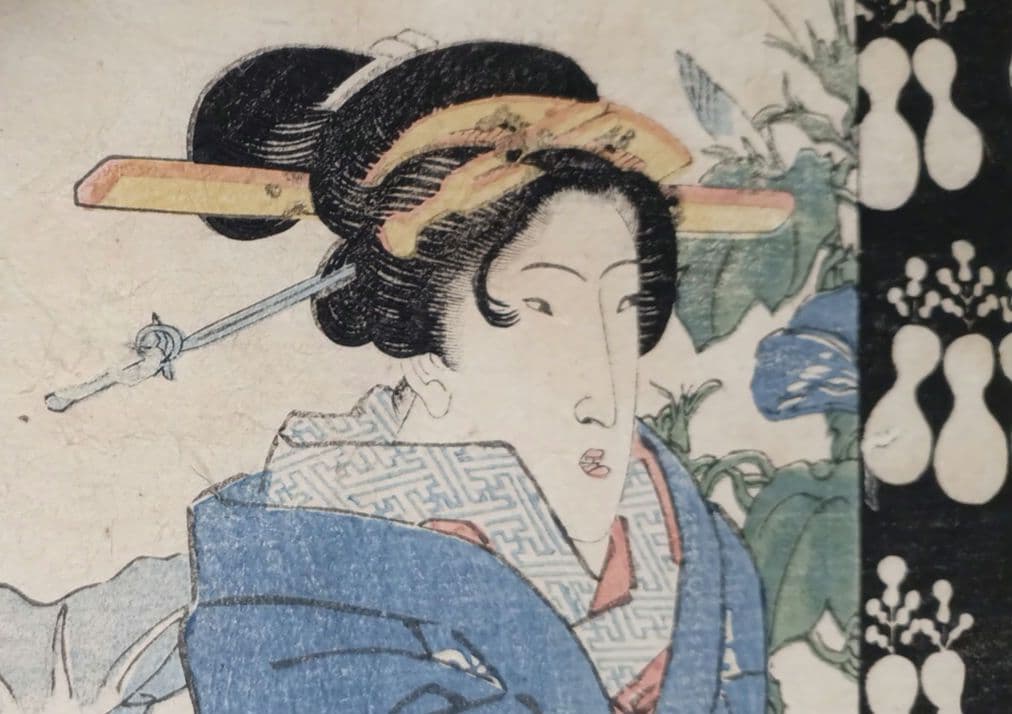 稀浮世絵、美人花合わせ、渓斎英泉画 文政頃出版、おまけ付き