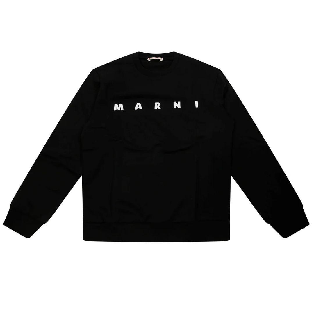 大人もOK! Marni マルニ . ロゴプリント スウェットシャツ ブラック
