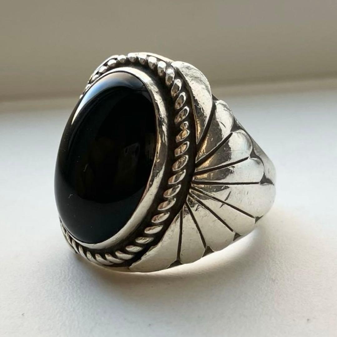 インディアンジュエリー スターリングシルバー オニキス ヴィンテージリング