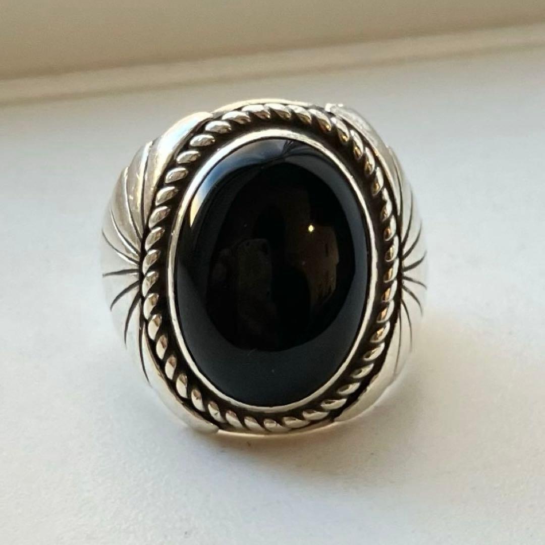 インディアンジュエリー スターリングシルバー オニキス ヴィンテージリング