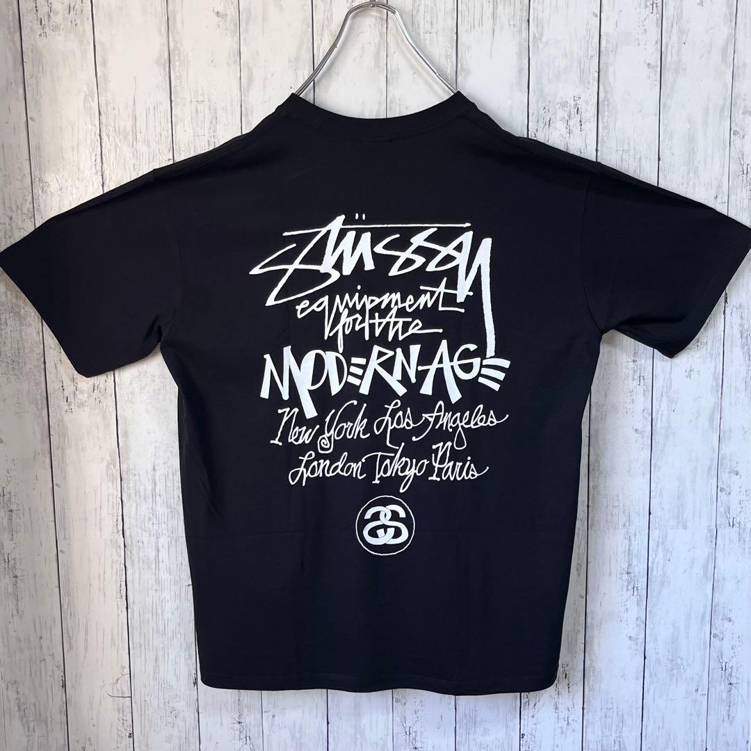 【新品】【両面プリント】ステューシー　Tシャツ　L　ブラック