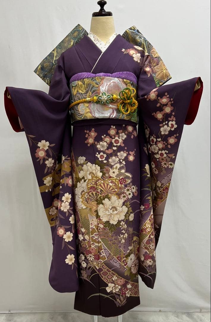 振り袖　フルセット　長襦袢付　金彩加工　刺繍入り　ガード加工　成人式　614