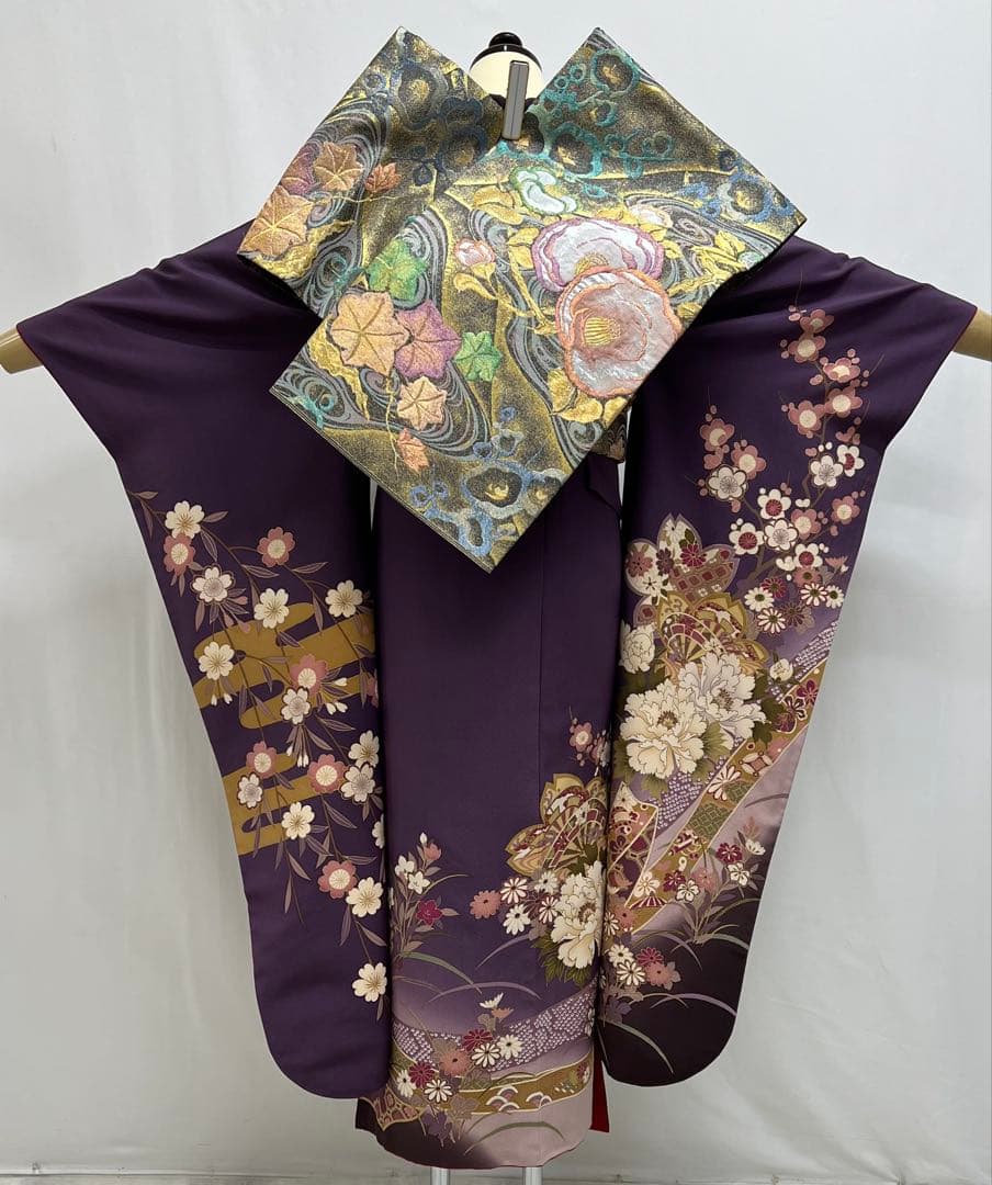 振り袖　フルセット　長襦袢付　金彩加工　刺繍入り　ガード加工　成人式　614