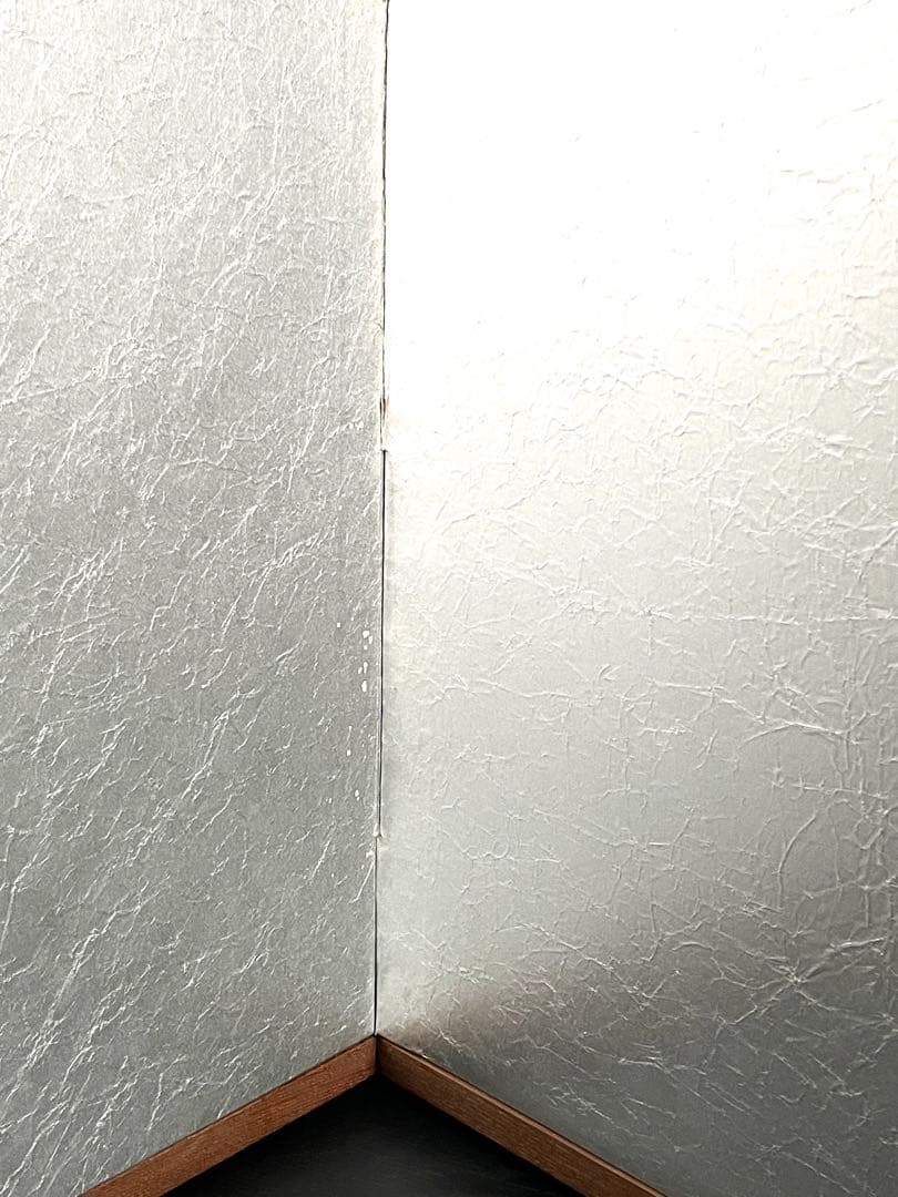 「祖」 銀揉み 銀紙 風炉先屏風 桑枠 紙箱 茶道具 （115⑤）