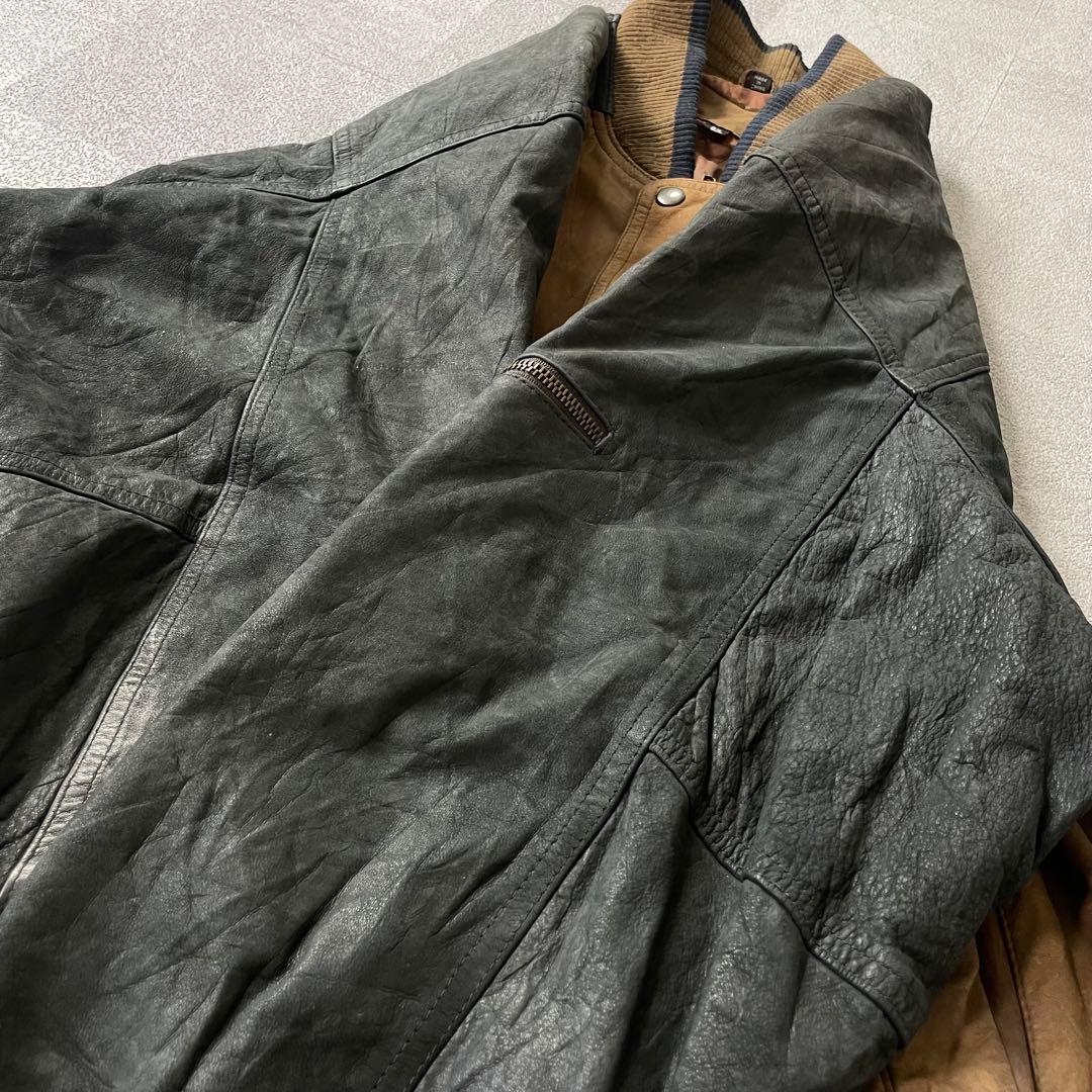 ジャケット・アウター Leather bomber jacket black brown 2X