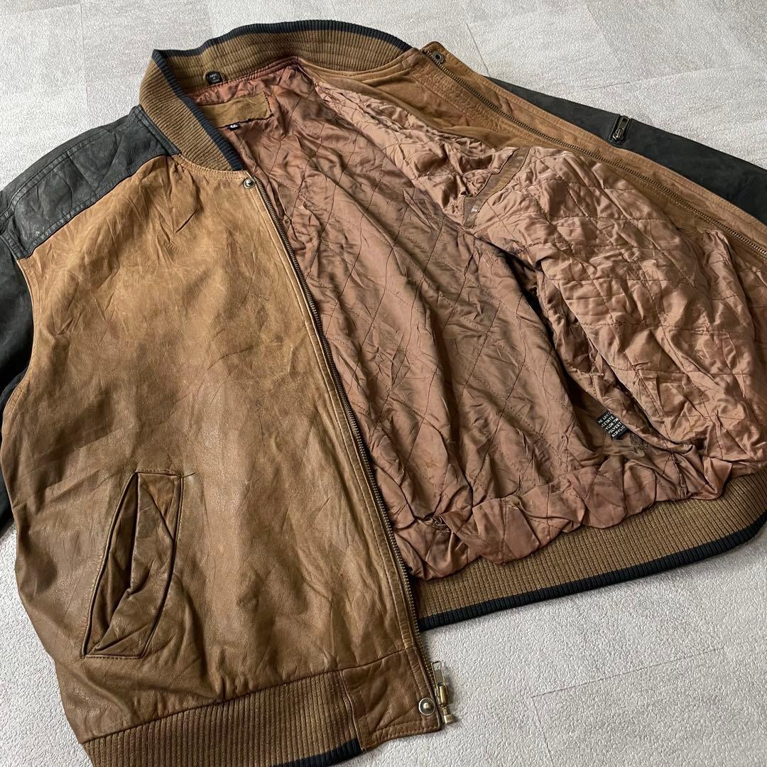 ジャケット・アウター Leather bomber jacket black brown 2X