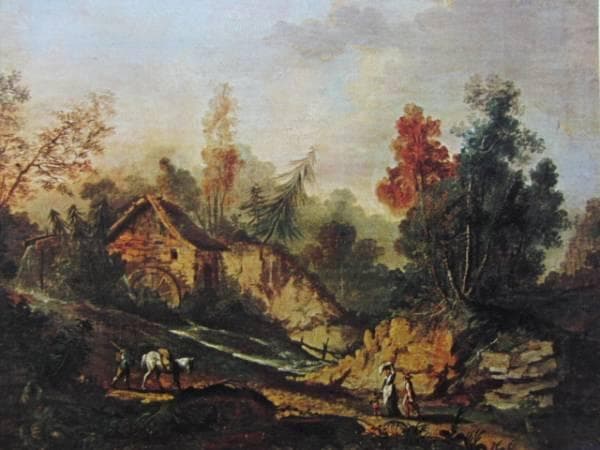 RICCI MARCO（リッチ　マルコ）、水車、希少な額装用大判画集画