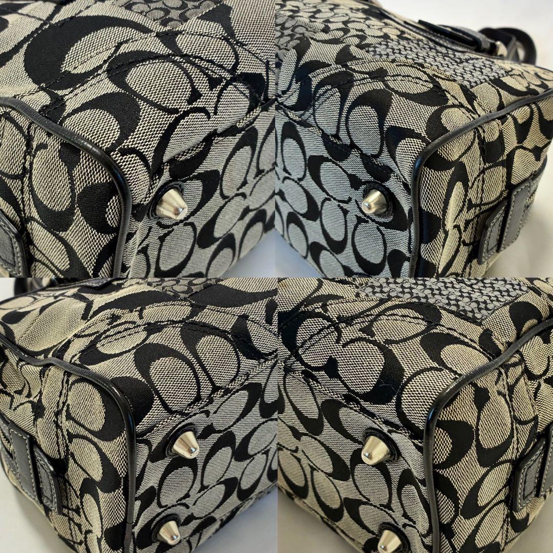 【美品】コーチ F12317 シグネチャー ハンドバッグ レザー キャンバス