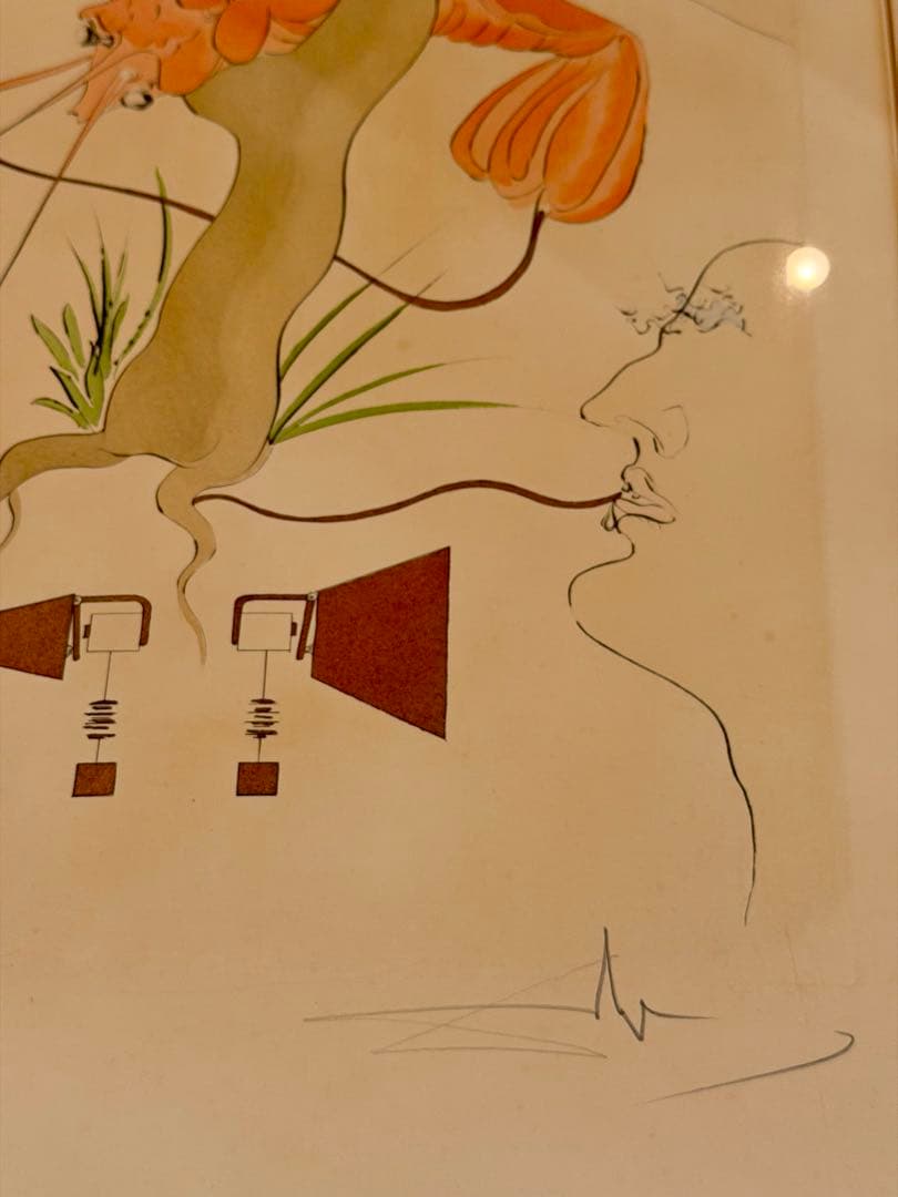 サルバドール・ダリ「電話」版画 サイン入り 額装 #176