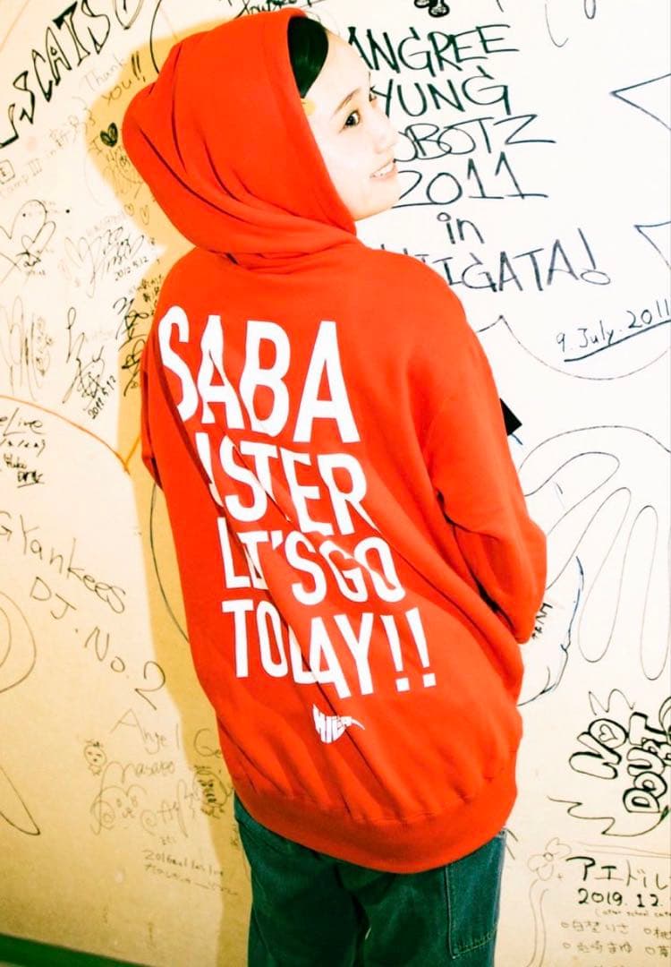 サバシスター　ロゴパーカーRED サイズXL