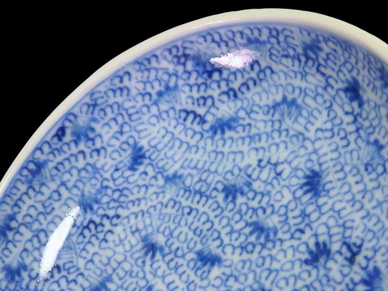 古伊万里　染付　微塵唐草の図　４寸皿　E409AS-CUt