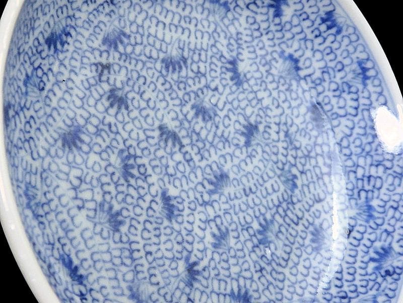 古伊万里　染付　微塵唐草の図　４寸皿　E409AS-CUt