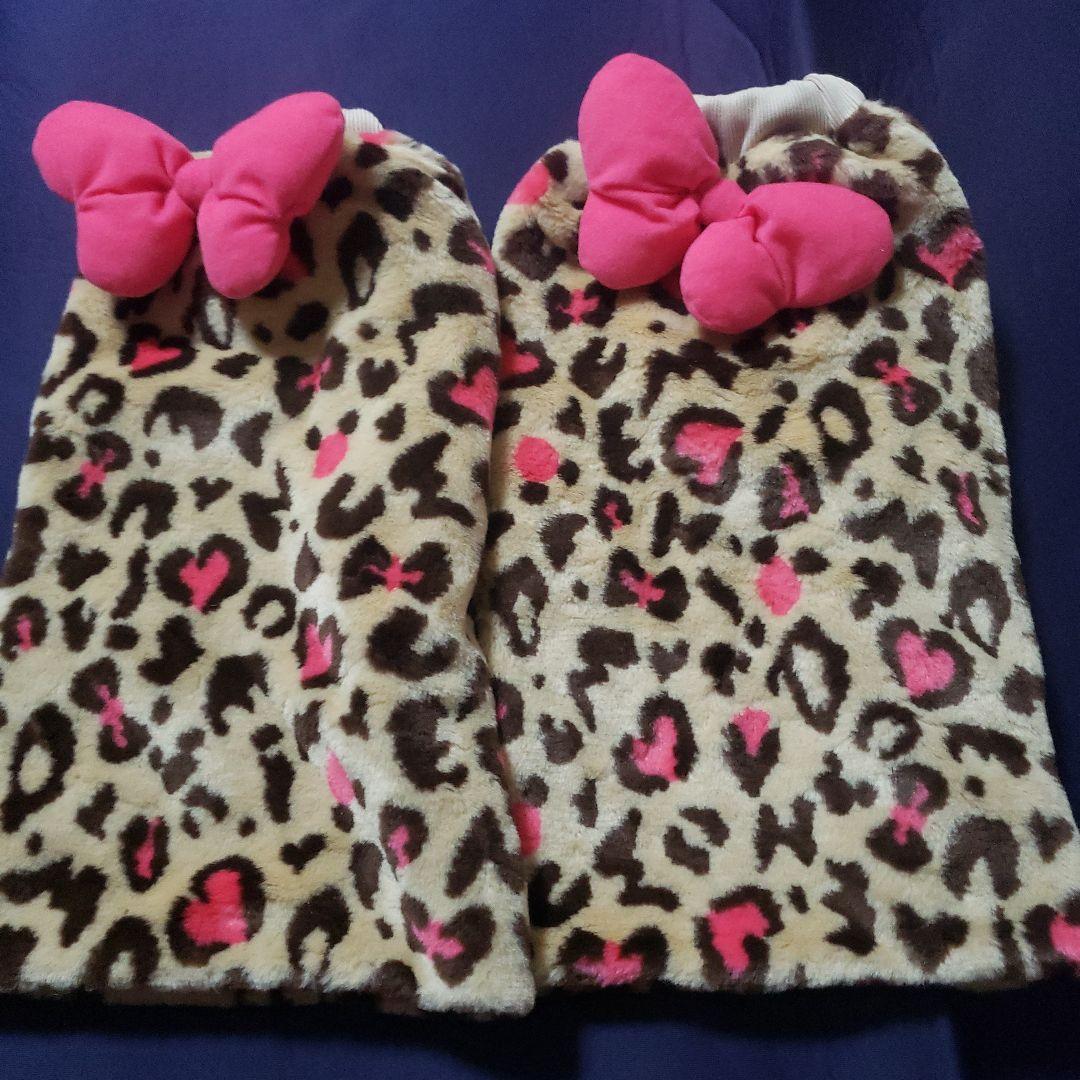 ミニーマウス ヒョウ柄　マフラーキャップ　レッグウォーマー