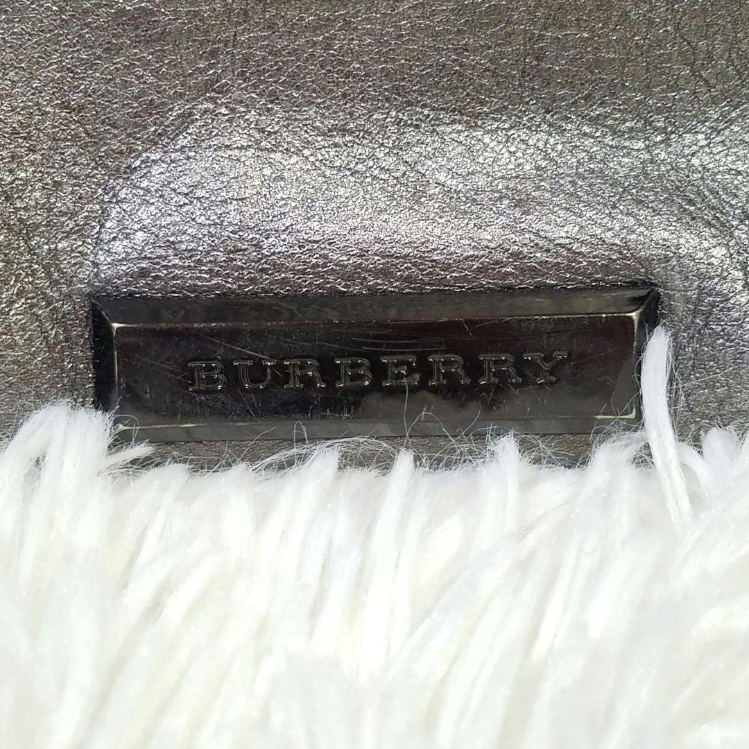 【美品】BURBERRY ワンショルダーバッグ レザー メタリックグレー 肩掛け