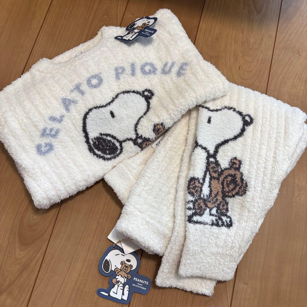 110-120㎝★ジェラートピケキッズ　スヌーピー　ルームウェア上下　ホワイト