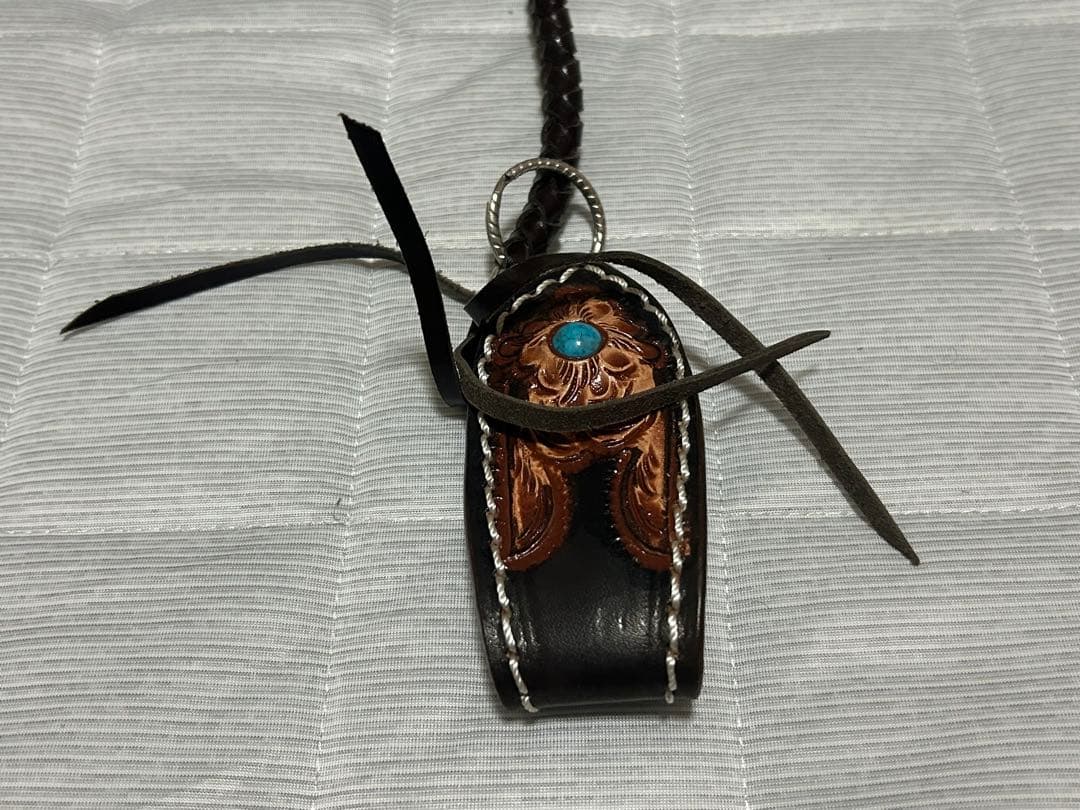 バイカーズウォレット　レザーキーリング　ハンドメイド　本革　ターコイズ　チェーン