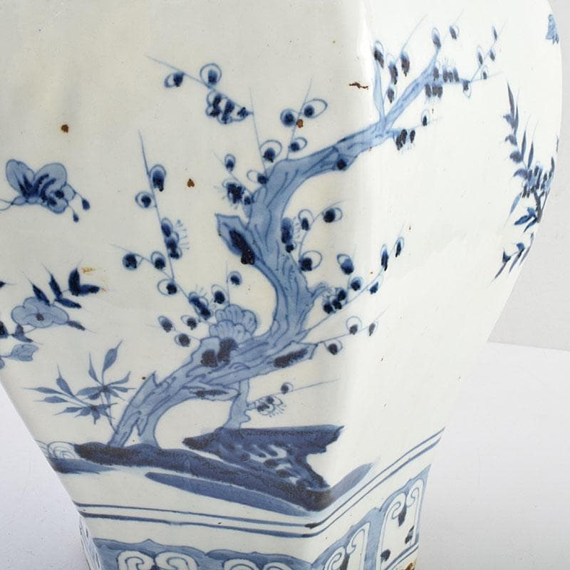 中国　大清乾隆年製　青花花文　六角大瓶　花瓶　壺　D　8941A