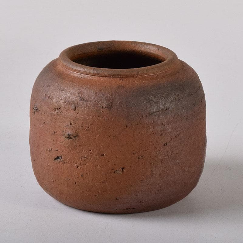 備前焼　古備前　おはぐろ壺　広口茶入　江戸中期　時代箱　C　7617