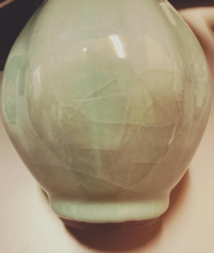 梶原茂正 有田焼 青磁 貫入 花入