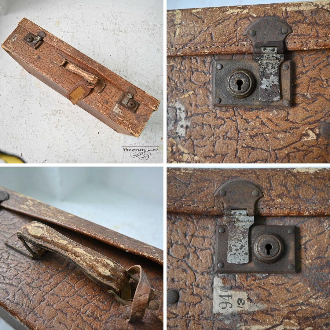 L3612-99-9 英国アンティーク トランク レザー 収納 かばん イギリス