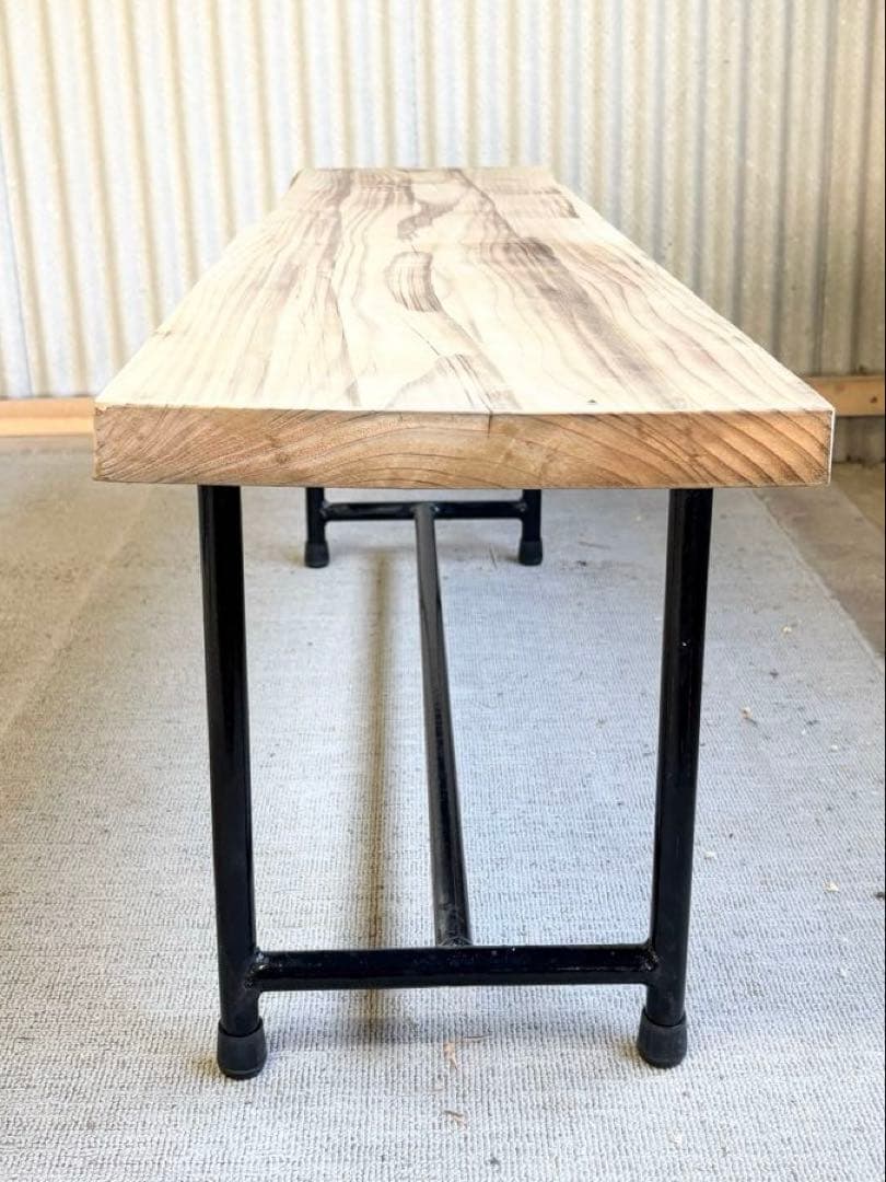 杉の古材×アイアン脚ベンチ｜無塗装・リメイク家具 古道具 リビングに　1点もの
