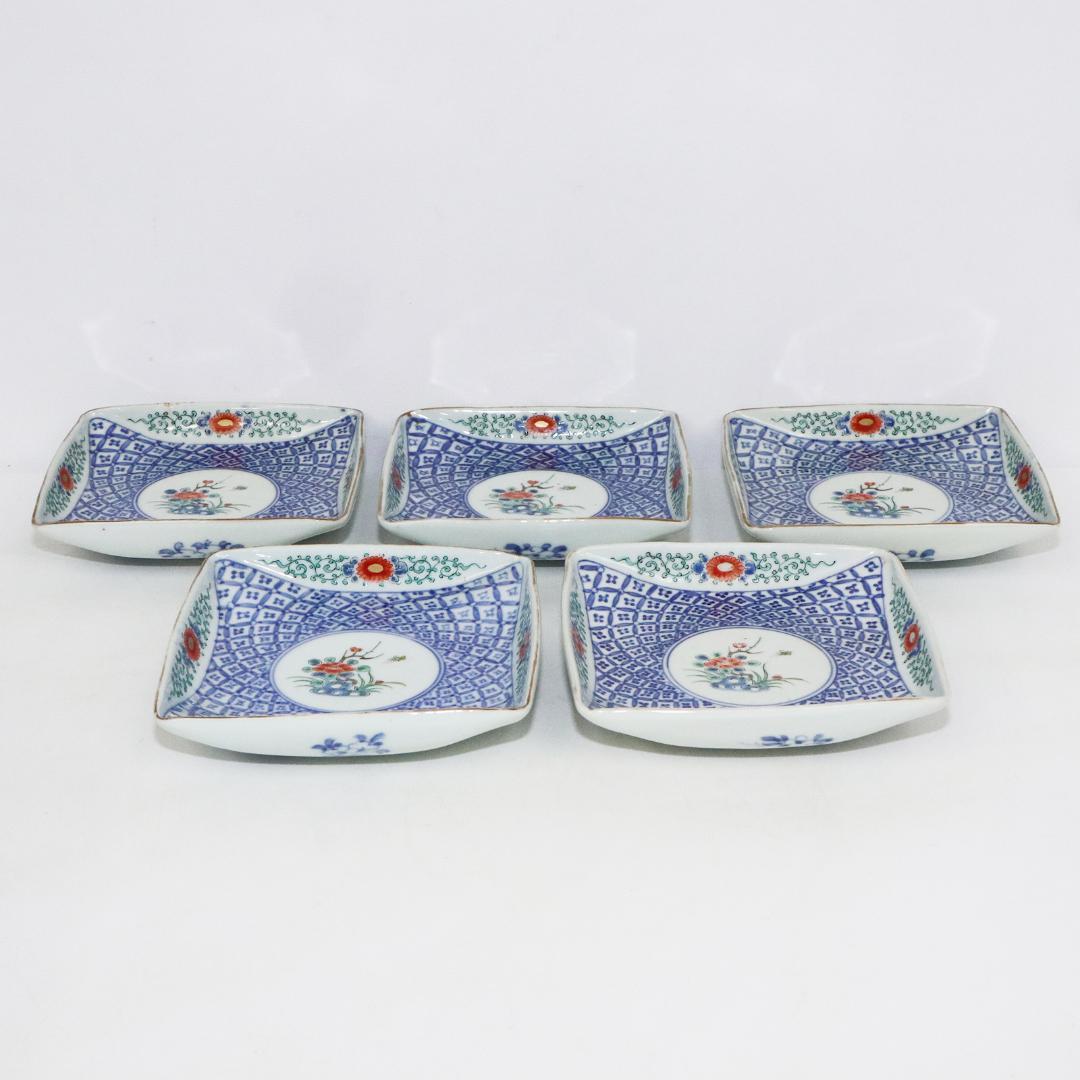 大明成化年製　角皿　5客　古伊万里　明治期
