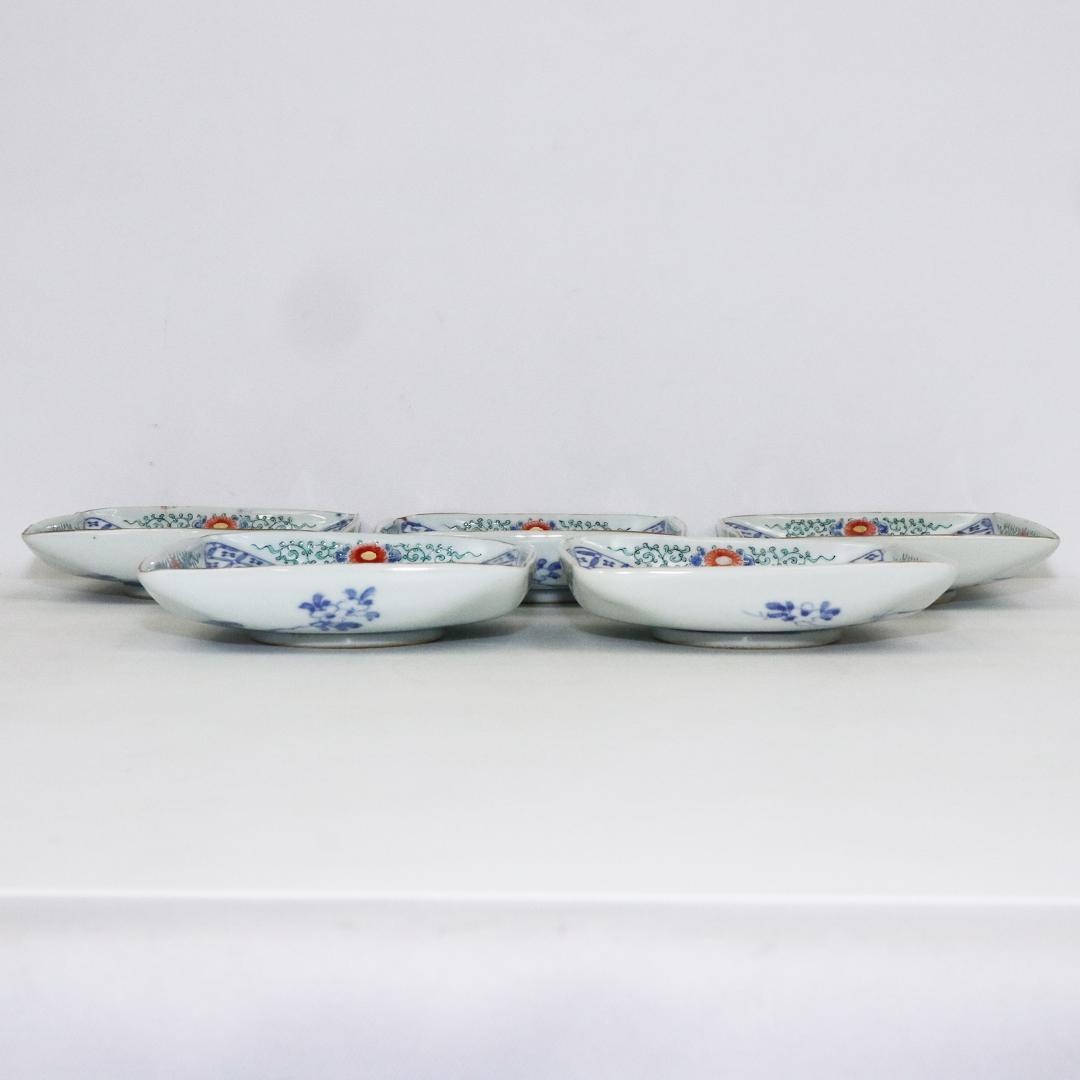 大明成化年製　角皿　5客　古伊万里　明治期