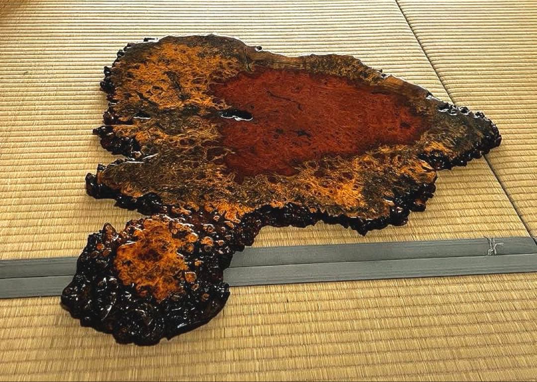 天然時代木 花梨 美玉杢 瘤 花台 香台 盆栽台 77㎝ 約5㎏