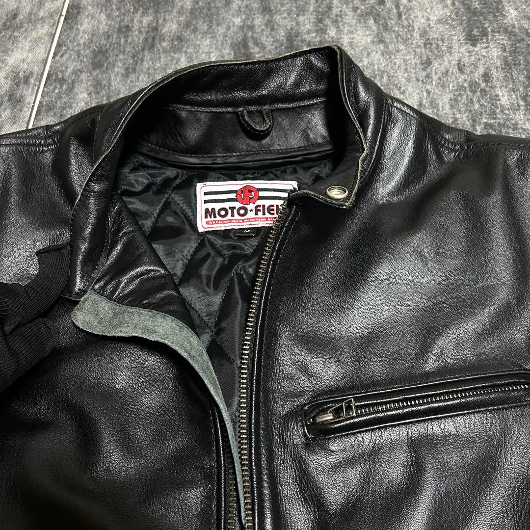 MOTO FIELD レザー　ライダースジャケット　シングル　M ブラック