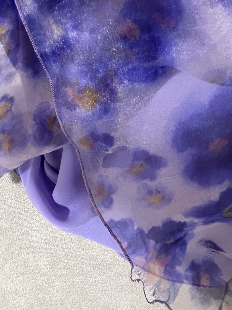 エリザベッタフランキ　フリル付きビーズ装飾 ロングドレス