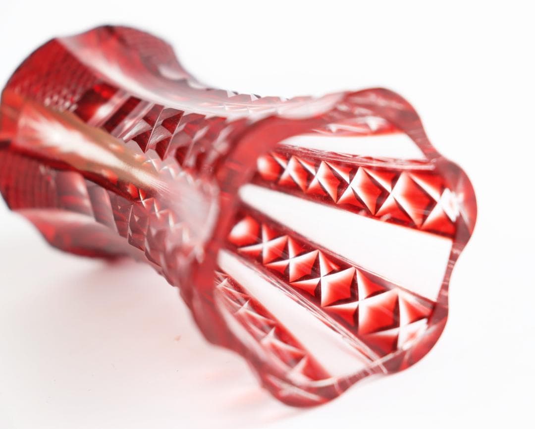 島津薩摩切子 花瓶 色被せガラス 薩摩ガラス 共箱