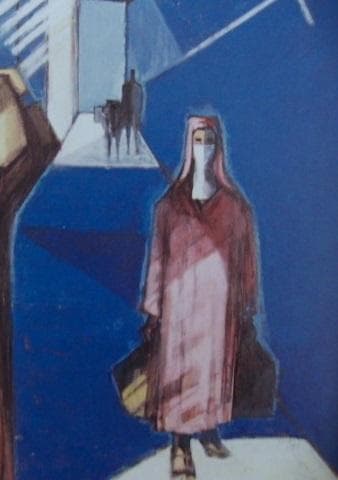 神戸文子、【マラケッシュ】、希少な額装用画集より、新品額装付