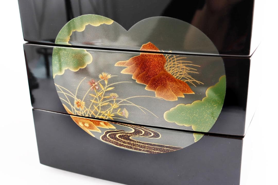 輪島塗 重箱 浪漫 蒔絵 御重 蓋二枚 茶道具