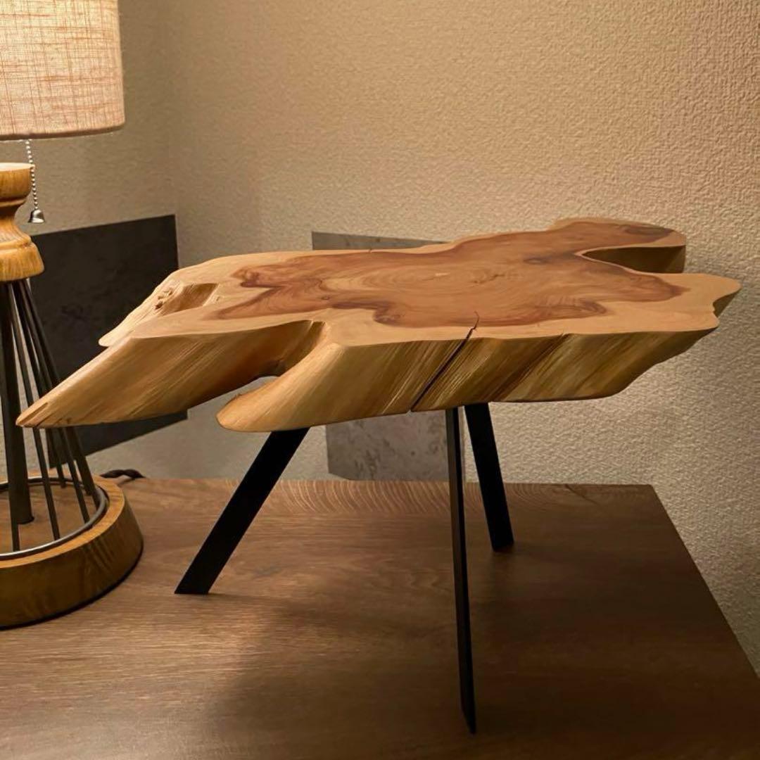 【今日のみ特価】　切り株　木目天板　鉄脚テーブル　サイドテーブル　スツール