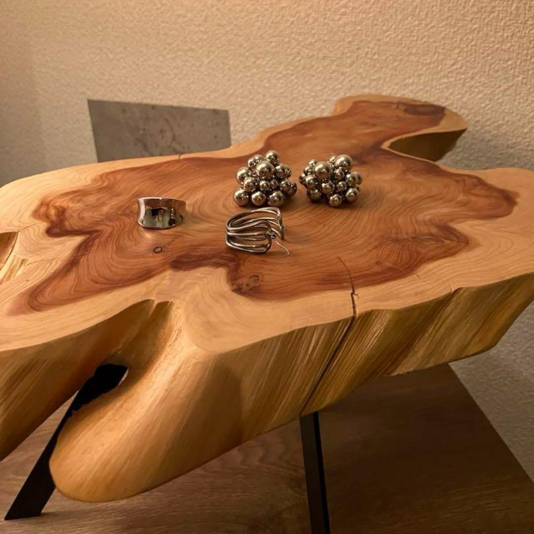 【今日のみ特価】　切り株　木目天板　鉄脚テーブル　サイドテーブル　スツール