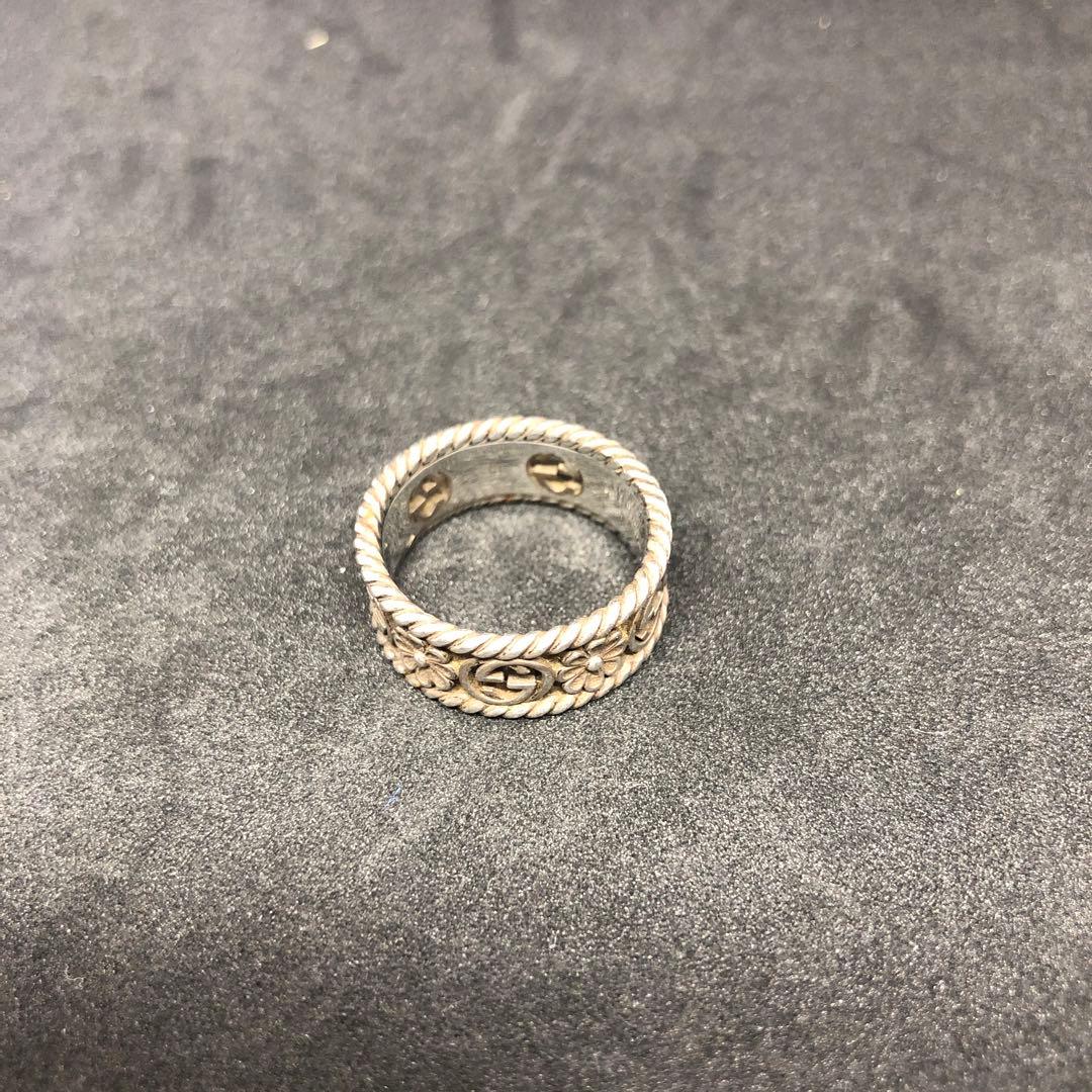 12451 GUCCI シルバーリング 花模様　廃盤美品　マーモント G リング